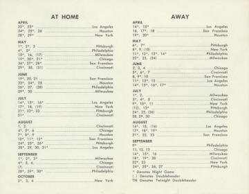 1964 St. Louis Cardinals pocket schedule