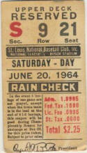 St. Louis Cardinals - 1964 Ticket Stub - Sportsman's Park
