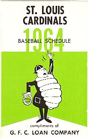 1964 St. Louis Cardinals pocket schedule