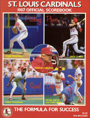 St. Louis Cardinals - 1987 Official Scorebook