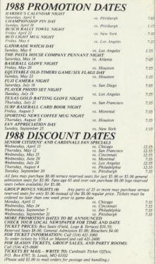 1988 St. Louis Cardinals Pocket Schedule