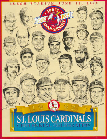 1992 St. Louis Cardinals Centennial Celebration Program