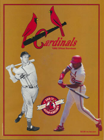 1992 St. Louis Cardinals Official Scorebook