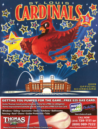 2009 St. Louis Cardinals Official Scorecard