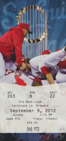 2012 St. Louis Cardinals ticket stub