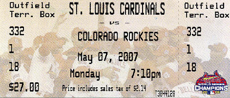 5/7/2007 - Ticket Stub