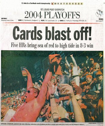 St. Louis Post-Dispatch Cardinals Dodgers NLDS - 10/6/2004
