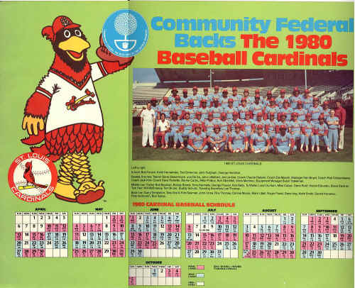 1980 St. Louis Cardianls schedule & picture
