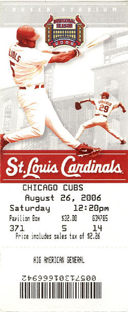2006 St. Louis Cardinals Ticket Stub