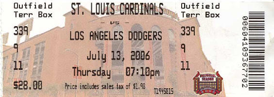 2006 St. Louis Cardinals Ticket Stub