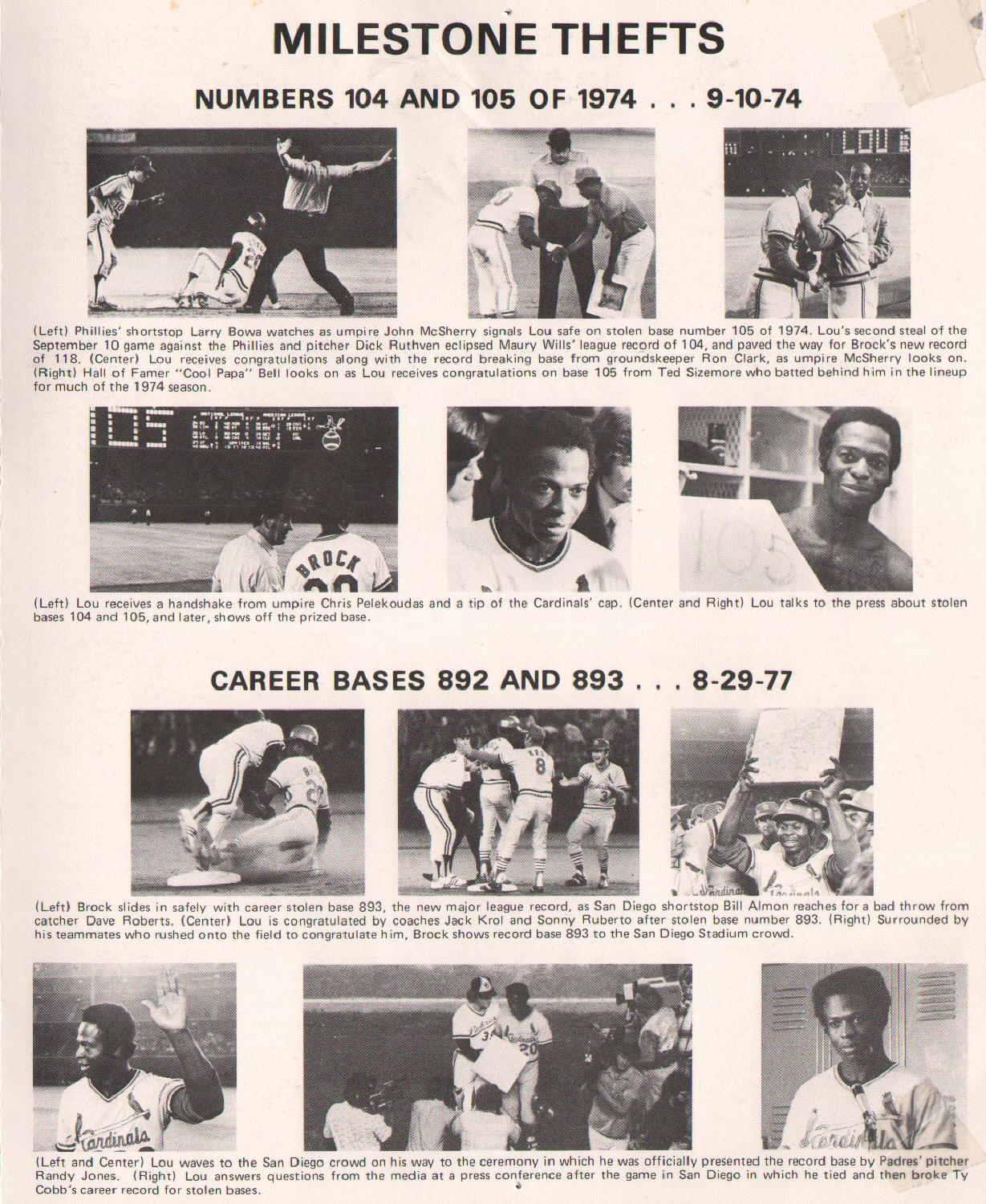 1979 Lou Brock Day - Busch Stadium (SGA) - pg 3