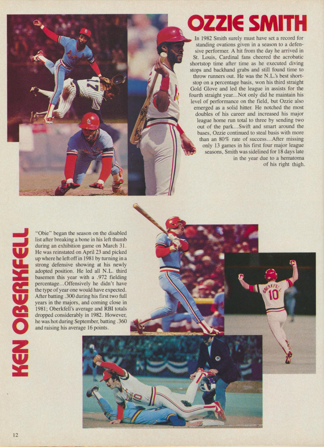 1983 St. Louis Cardinals Official Scorebook - pg 12