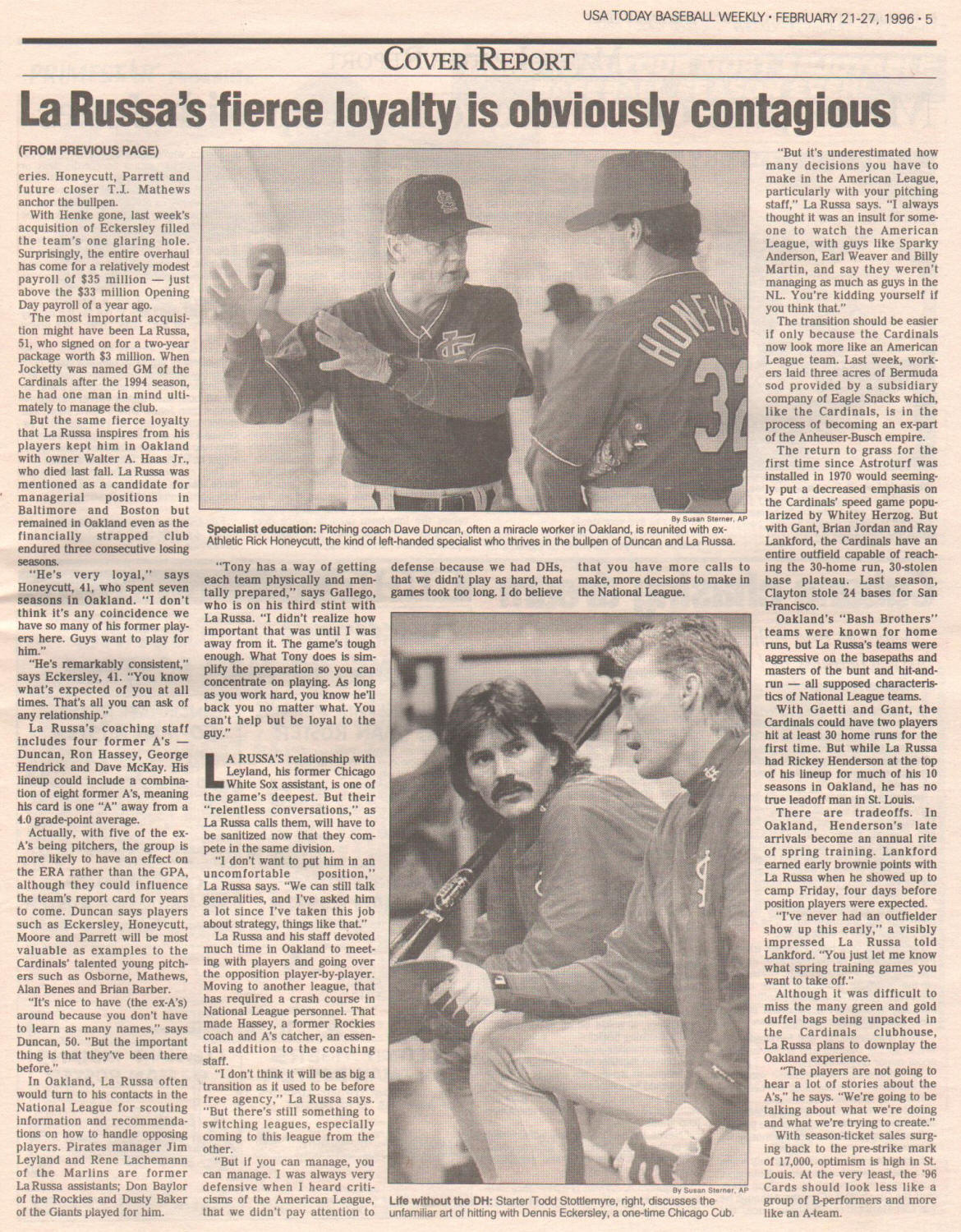 1996 - USA Today Baseball Weekly - Spring Training Preview